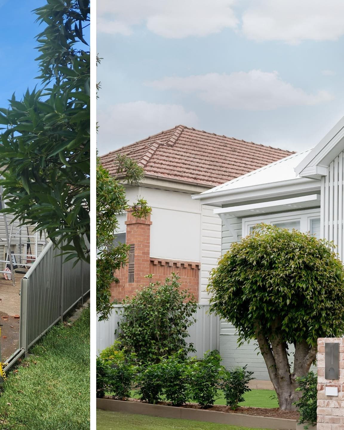 Before — the original brick cottage from the street