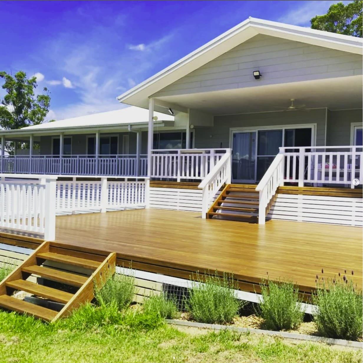 The deck three years on, from the lawn