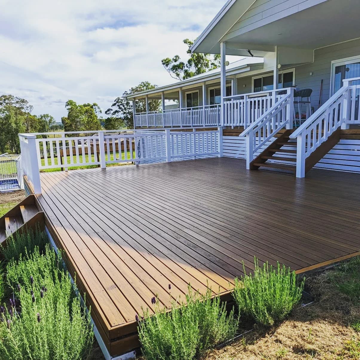 The deck under construction — bearers and joists