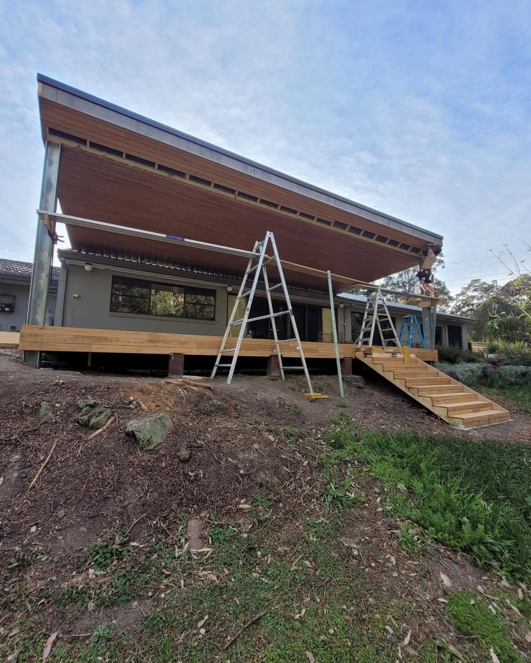 Roof frame up before the decking